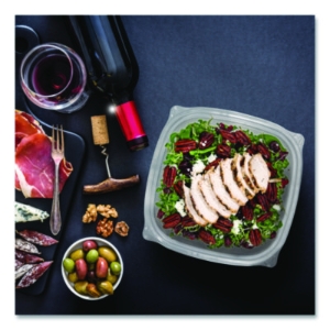 Square Plastic Bowls, 24 oz, 5 x 5 x 1.99, Clear, Plastic, 6