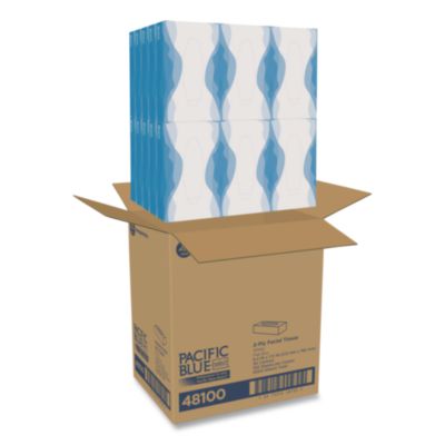Pacific Blue Select Facial Tissue, Flat Box, 2-Ply, White, 1