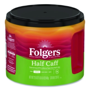 Half Caff Ground Coffee, 22.6 oz Canister, 6/Carton