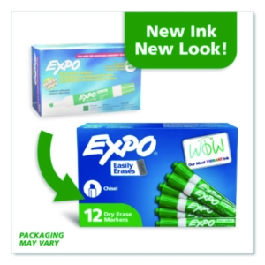Low-Odor Dry-Erase Marker, Broad Chisel Tip, Green, Dozen