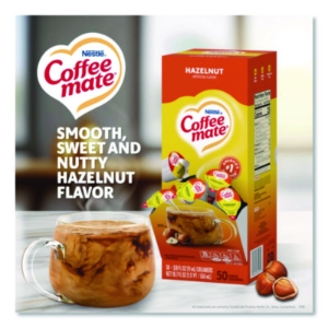 Liquid Coffee Creamer, Hazelnut, 0.38 oz Mini Cups, 50/Box,