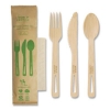 Bamboo Cutlery, Fork/Knife/Napkin/Spoon, Paper, Natural, 250