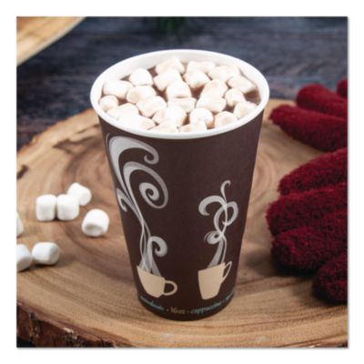 Thermoguard Insulated Paper Hot Cups, 16 oz, Steam Print Des