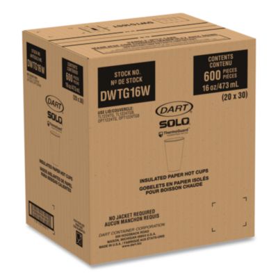 Thermoguard Insulated Paper Hot Cups, 16 oz, White Sustainab