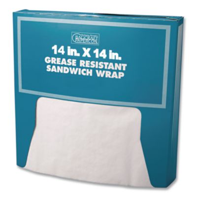 Grease-Resistant Paper Wraps and Liners, 14 x 14, White, 1,0