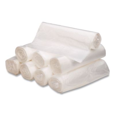 Waste Can Liners, 10 gal, 6 mic, 24" x 24", Natural, 50 Bags