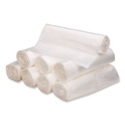 Waste Can Liners, 45 gal, 10 mic, 40" x 46", Natural, 25 Bag