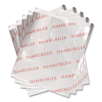 Foil Single-Serve Bags, Hamburger Labeling, 6" x 0.75" x 6.5