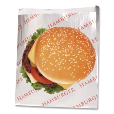 Foil Single-Serve Bags, Hamburger Labeling, 6" x 0.75" x 6.5