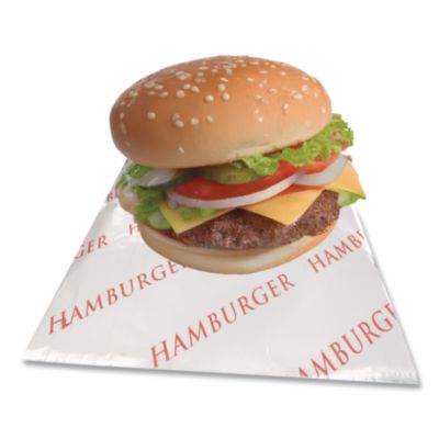 Foil Single-Serve Bags, Hamburger Labeling, 6" x 0.75" x 6.5