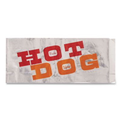 Foil Single-Serve Bags, Hot Dog Labeling, 3.5" x 1.5" x 8.5"