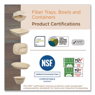 Fiber Bowls, 24 oz, 7.4 x 7.4 x 2.3, Natural, Paper, 500/Car