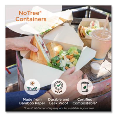 No Tree Folded Takeout Containers, 50 oz, 6.2 x 8.5 x 1.85,