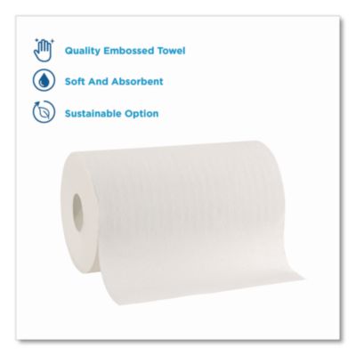 SofPull Hardwound Paper Towel Roll, Nonperforated, 1-Ply, 9"
