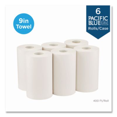 SofPull Hardwound Paper Towel Roll, Nonperforated, 1-Ply, 9"