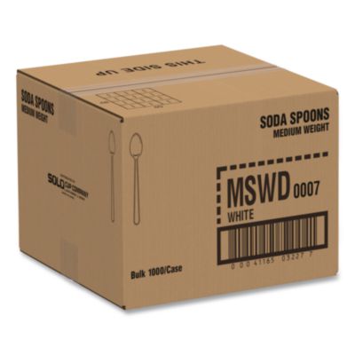 Specialty Cutlery, Soda Spoon, Plastic, White, 1,000/Carton