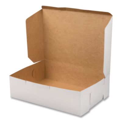White One-Piece Non-Window Bakery Boxes, 1/4-Sheet Cake Box,