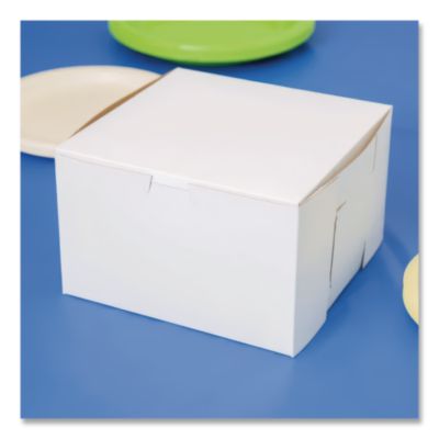 White One-Piece Non-Window Bakery Boxes, 8 x 8 x 5, White, P