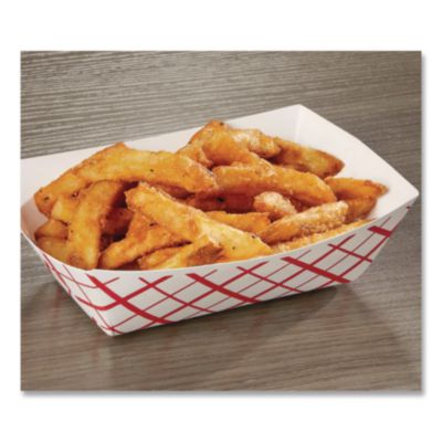 Paper Food Baskets, 2 lb Capacity, Red/White, Paper, 1,000/C