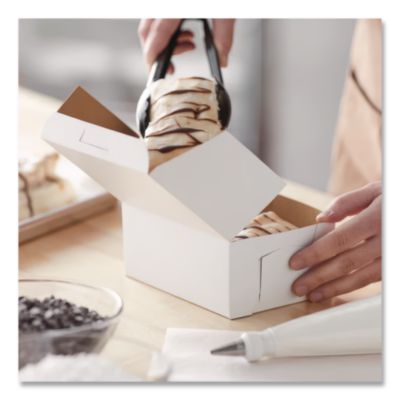 White One-Piece Non-Window Bakery Boxes, 6 x 6 x 3, White, P