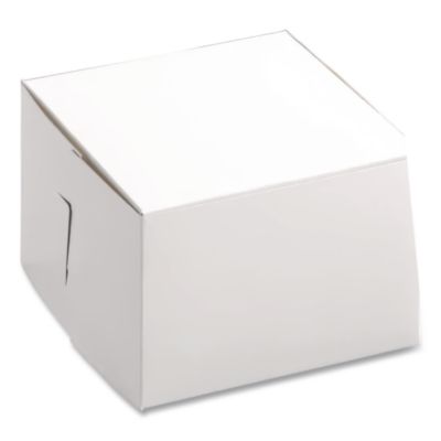 White One-Piece Non-Window Bakery Boxes, 6 x 6 x 4, White, P