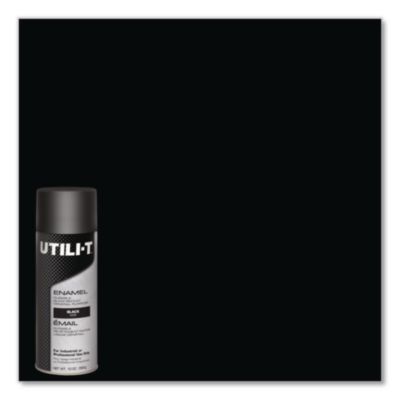 UTILI-T Spray Paint, Gloss Black, 10 oz Aerosol Can, 6/Carto