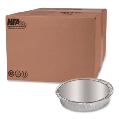 Round Aluminum Container with Lid, 48 oz, 9" Diameter, Silve