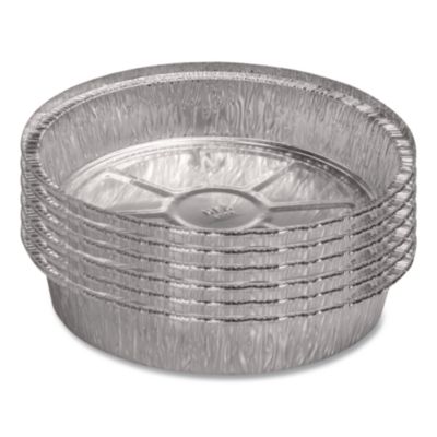 Round Aluminum Container, 48 oz, 9" Diameter x 1.66" h, Silv
