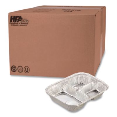 Aluminum Oblong Container with Lid, 3 Compartments, 24 oz, 8