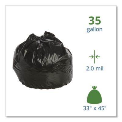 Insect-Repellent Trash Bags, 35 Gal, 2 Mil, 33" X 45", Black