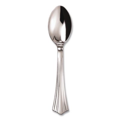 Reflections Heavyweight Plastic Utensils, Spoon, Silver, 40/