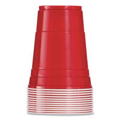 SOLO Party Plastic Cold Drink Cups, 16 oz, Red, 24/Pack, 25