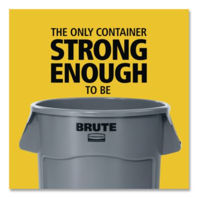 Vented Round Brute Container, 32 gal, Plastic, Blue