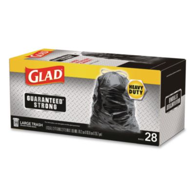 Guaranteed Strong Large Drawstring Trash Bags, Three-Ply, 30