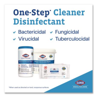 Bleach Germicidal Wipes, 1-Ply, 6 x 5, Unscented, White, 150