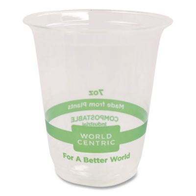 PLA Clear Cold Cups, 7 oz, Plastic, Clear, 2,000/Carton