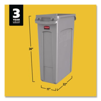 Slim Jim with Venting Channels, 23 gal, Plastic, Gray