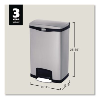 Slim Jim Stainless Steel Step-On Container, Front Step Style