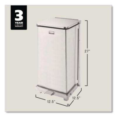Defenders Heavy-Duty Steel Step Can, 13 gal, Steel, Stainles