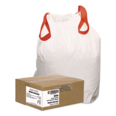 Heavy-Duty Trash Bags, Drawstring, 13 gal, 24.5" x 27.38", W