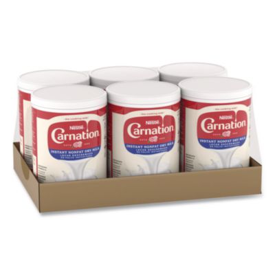 Instant Nonfat Dry Milk, Unsweetened, 8.5 lb Canister, 6/Car