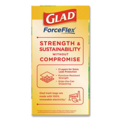 ForceFlex Kitchen Drawstring Trash Bags, 13 gal, Gain Origin