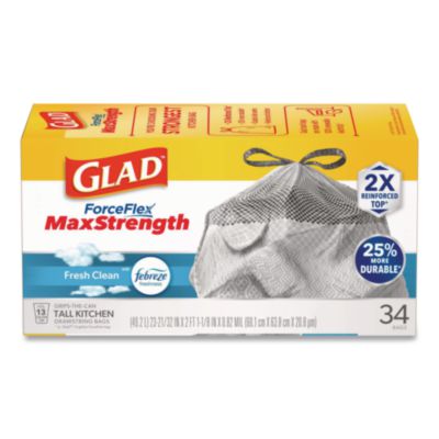 ForceFlex MaxStrength Tall Kitchen Drawstring Trash Bags, 13