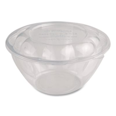 PLA Salad Bowls, 32 oz, 6.7" dia x 3.3" h, Clear, Plastic, 6