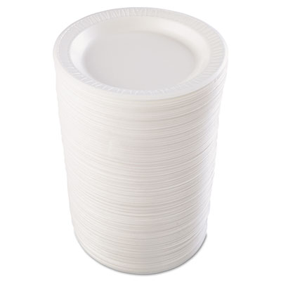 Quiet Classic Laminated Foam Dinnerware, Plate, 9" dia, Whit