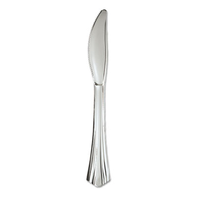 Heavyweight Plastic Knives, Reflections Design, Silver, 600/
