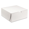 White One-Piece Non-Window Bakery Boxes, 9 x 9 x 4, White, P