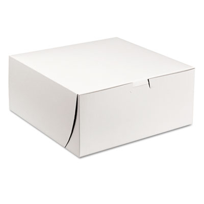 White One-Piece Non-Window Bakery Boxes, 9 x 9 x 4, White, P