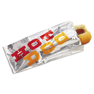 Foil Single-Serve Bags, Hot Dog Labeling, 3.5" x 1.5" x 8.5"