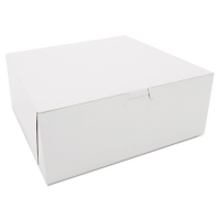 White One-Piece Non-Window Bakery Boxes, 10 x 10 x 4, White,